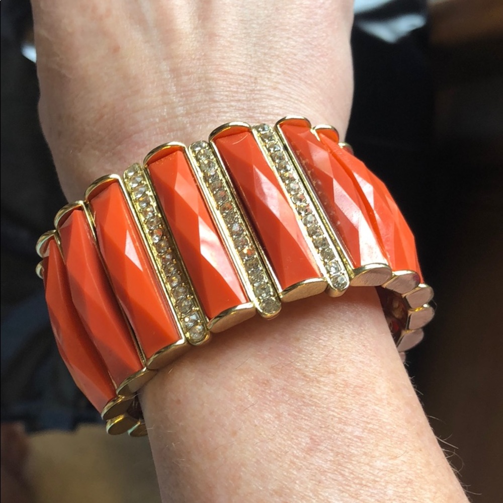 🟣4/$25 NWT Apt 9 Orange & Crystal Stretch Bracelet - Picture 4 of 4